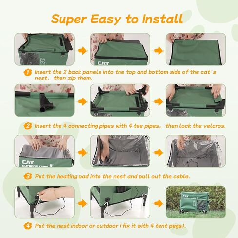 بيت القطط المُدفأ، تدفئة قابلة للتعديل على 3 مستويات USB وبابين للهروب، مأوى للقطط مقاوم للماء ومقاوم للطقس للشتاء داخليًا وخارجيًا، أخضر (17 × 13 × 16 بوصة) in Kuwait