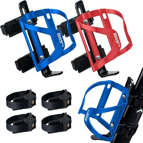 Bicycle Bottle Holder & Cup Holder Mount for Adults & Kids, with 2 Pack + No Screw + Velcro + Adjustable Strap + Aluminum Alloy + Lightweight + Portable for Mountain Bike Accessories in Saudi Arabia