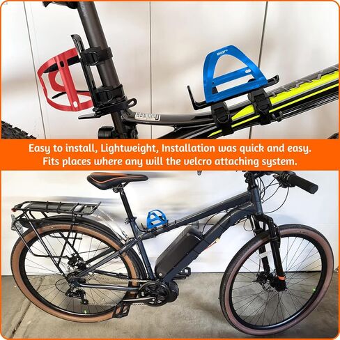 Bicycle Bottle Holder & Cup Holder Mount for Adults & Kids, with 2 Pack + No Screw + Velcro + Adjustable Strap + Aluminum Alloy + Lightweight + Portable for Mountain Bike Accessories in Saudi Arabia