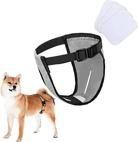 Dog Reusable Diapers Female,Reusable Doggy Diapers with Adjustable, Dog Underwear Diaper for Female Dogs in Heat.(Grey L) in Saudi Arabia
