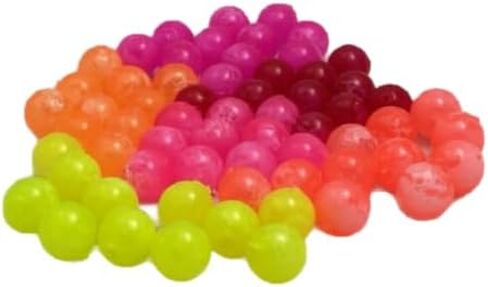 Fishing Beads Artificial Round Float Fishing Eggs for Steelhead Salmon Trout New Various Sizes and Colors Sizes Range from 10mm to 20mm 75 Plus Beads in Every Box. in Saudi Arabia