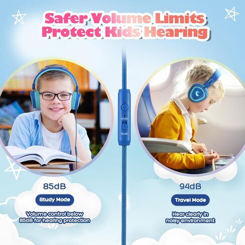 USB Type C Kids Headphones with MIC,Type C Wired School Headphones with Volume Limiter 85/94dB,Over-Ear Headphones,Boys&Gilrs Headphones Compatible with Samsung/iPhone/iPad for Travel/School/Tablet in Kuwait