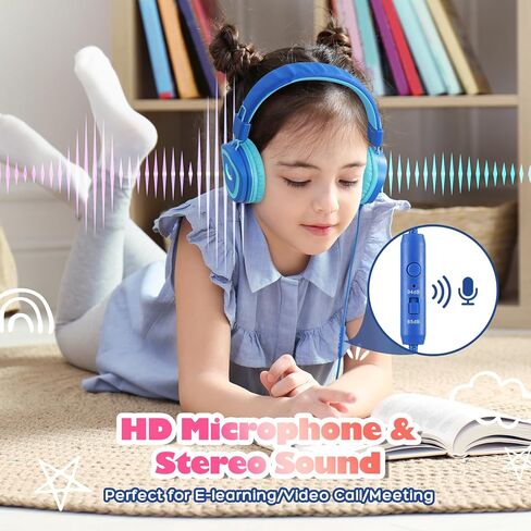 USB Type C Kids Headphones with MIC,Type C Wired School Headphones with Volume Limiter 85/94dB,Over-Ear Headphones,Boys&Gilrs Headphones Compatible with Samsung/iPhone/iPad for Travel/School/Tablet in Kuwait