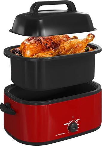 RoyalCraft 26-Quart Electric Roaster Oven with Visible Self-Basting Lid, Turkey Roaster Oven with Removable Pan and Rack, Perfect for Large Meals and Holiday Feasts, Black in Kuwait