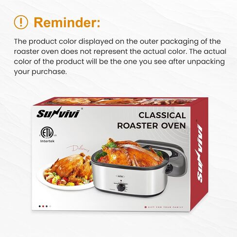 RoyalCraft 26-Quart Electric Roaster Oven with Visible Self-Basting Lid, Turkey Roaster Oven with Removable Pan and Rack, Perfect for Large Meals and Holiday Feasts, Black in Kuwait