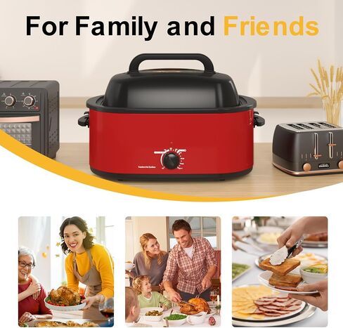 RoyalCraft 26-Quart Electric Roaster Oven with Visible Self-Basting Lid, Turkey Roaster Oven with Removable Pan and Rack, Perfect for Large Meals and Holiday Feasts, Black in Kuwait