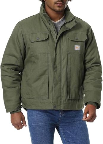 Men's Quilted Flannel Lined Work Coat Wear-resistant Loose Casual Jacket Waterproof Workwear in Saudi Arabia