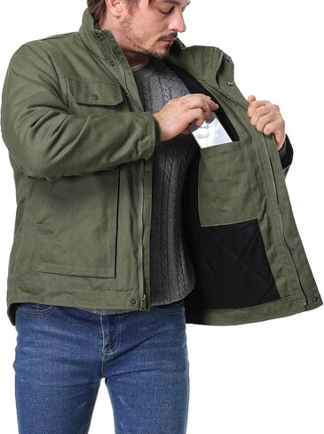 Men's Quilted Flannel Lined Work Coat Wear-resistant Loose Casual Jacket Waterproof Workwear in Saudi Arabia