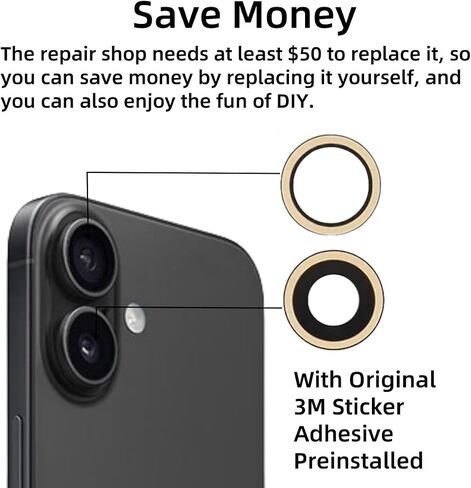 3pcs OEM Original Back Rear Camera Glass Lens Replacement for iPhone 16 Pro A 3294 and for iPhone 16 Pro Max A3297 with Adhesive Preinstalled and Repair Tools Kit (iPhone 16 Pro/16 Pro Max) in Kuwait