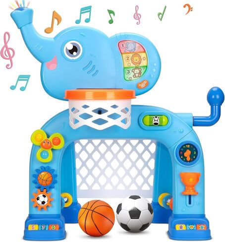 KIZZYEA Toys for 1 2 3 Year Old Boys Girls, Toddler Basketball Hoop & Soccer Goal Sports Toy, Interactive Musical Toys, Montessori Toys, Christmas Birthday Gifts for Baby Kids Age 12-18 Months, Pink in Saudi Arabia