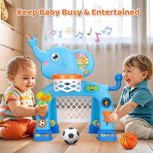KIZZYEA Toys for 1 2 3 Year Old Boys Girls, Toddler Basketball Hoop & Soccer Goal Sports Toy, Interactive Musical Toys, Montessori Toys, Christmas Birthday Gifts for Baby Kids Age 12-18 Months, Pink in Saudi Arabia