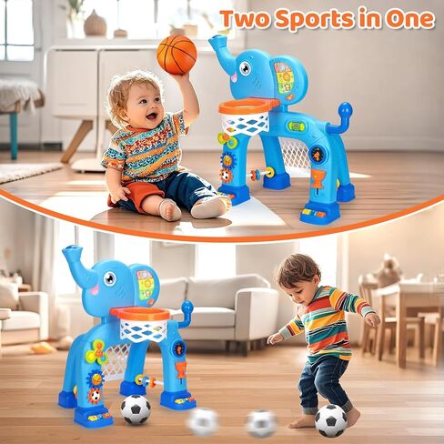 KIZZYEA Toys for 1 2 3 Year Old Boys Girls, Toddler Basketball Hoop & Soccer Goal Sports Toy, Interactive Musical Toys, Montessori Toys, Christmas Birthday Gifts for Baby Kids Age 12-18 Months, Pink in Saudi Arabia