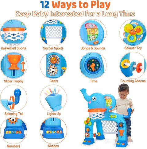 KIZZYEA Toys for 1 2 3 Year Old Boys Girls, Toddler Basketball Hoop & Soccer Goal Sports Toy, Interactive Musical Toys, Montessori Toys, Christmas Birthday Gifts for Baby Kids Age 12-18 Months, Pink in Saudi Arabia