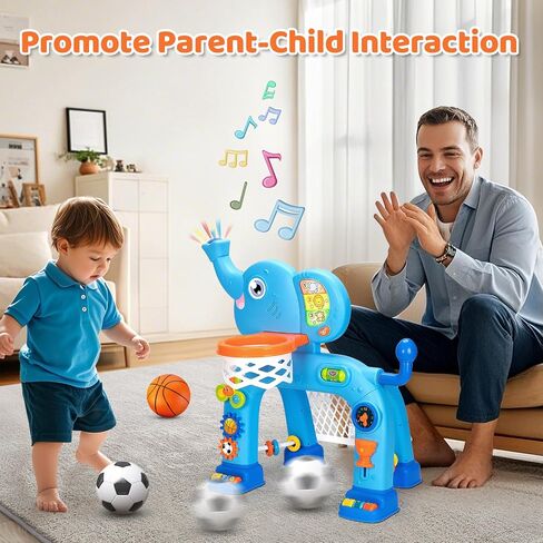 KIZZYEA Toys for 1 2 3 Year Old Boys Girls, Toddler Basketball Hoop & Soccer Goal Sports Toy, Interactive Musical Toys, Montessori Toys, Christmas Birthday Gifts for Baby Kids Age 12-18 Months, Pink in Saudi Arabia