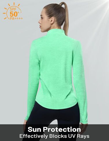 MIER Quarter Zip Athletic Pullover for Women Long Sleeve Workout Tops Dry Fit Flowy Golf Running UV Sun Shirts,1/4 Zip in Kuwait