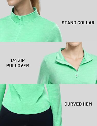 MIER Quarter Zip Athletic Pullover for Women Long Sleeve Workout Tops Dry Fit Flowy Golf Running UV Sun Shirts,1/4 Zip in Kuwait