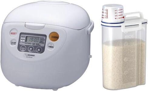 Zojirushi NS-WAC18-WD 10 أكواب (غير مطبوخة) جهاز طهي الأرز ميكوم وحزمة التدفئة مع حاوية الأرز (2 قطعة) in Kuwait
