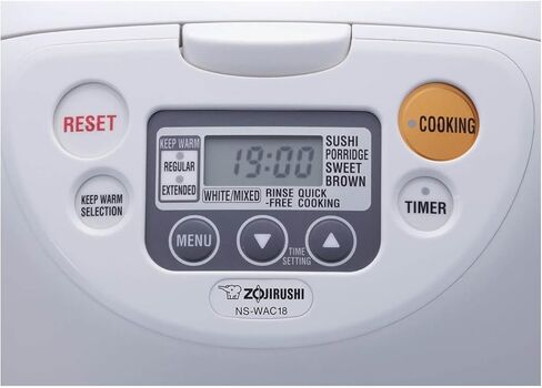 Zojirushi NS-WAC18-WD 10 أكواب (غير مطبوخة) جهاز طهي الأرز ميكوم وحزمة التدفئة مع حاوية الأرز (2 قطعة) in Kuwait