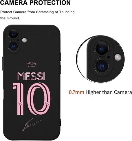 حافظة ZERMU لهاتف iPhone 16، Mess%i Inter Soccer Miam-i #10 حافظة عصرية حماية كاملة من السيليكون الناعم TPU ممتص للصدمات حافظة هاتف لهاتف iPhone 16 6.1 بوصة in Kuwait