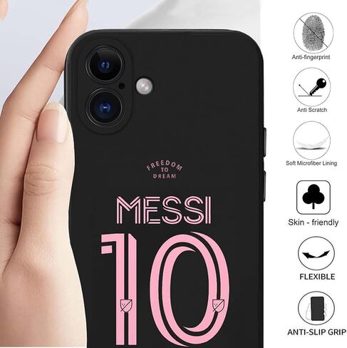 حافظة ZERMU لهاتف iPhone 16، Mess%i Inter Soccer Miam-i #10 حافظة عصرية حماية كاملة من السيليكون الناعم TPU ممتص للصدمات حافظة هاتف لهاتف iPhone 16 6.1 بوصة in Kuwait