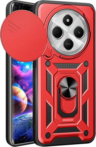 Ysnzaq Armor Case for Xiaomi Redmi 14C 4G, Military Grade Durable Shockproof Protective Phone Case with Kickstand & Slide Camera Lens Cover for Xiaomi Redmi 14C 4G SJ Black in Kuwait