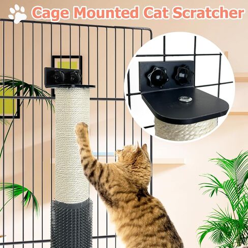 Cat Scratching Post Wall Mounted 2 Pack Cage Mount Cat Scratcher 2-in-1 Natural Sisal Kitty Scratch Posts with Self Groomer Massager for Scratch and Climbing 15.7x2.7in (White) in Saudi Arabia