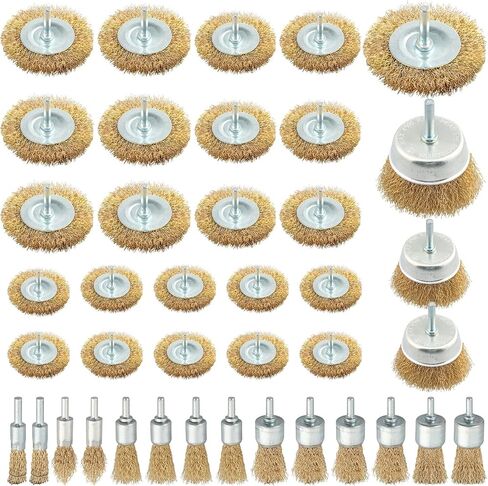 Wire Brush for Drill, 14 Pcs Wire Wheel Brushes with 1/4'' Shank, Carbon Steel Bristles Drill Wire Brush Attachment, for Cleaning Rust, Paint, Abrasive in Saudi Arabia