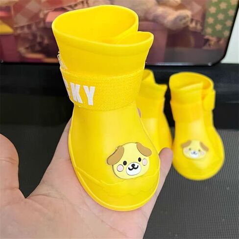 4Pcs Waterproof Dog Boots Dog Shoes for Snow and Rain Teddy Pomeranian Bichon Small Dogs Boot Size Runs Small Please Check The Size Carefully (Yellow, 2X-Large) in Saudi Arabia