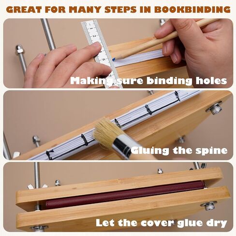 HEJIN 34 PCS Book Binding Materials, Bookbinding Kits for Beginners, Book Binding Tools with Awl, Plastic Bone Folder, Waxed Thread, Bookbinding Supplies in Kuwait