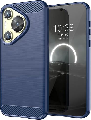 Ysnzaq Brushed Case for Huawei Pura 70, Ultra Thin Rugged Shockproof Protective Phone Case for Huawei Pura 70 AD Blue in Saudi Arabia
