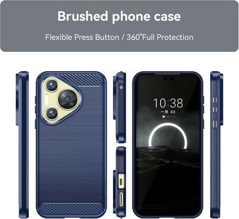 Ysnzaq Brushed Case for Huawei Pura 70, Ultra Thin Rugged Shockproof Protective Phone Case for Huawei Pura 70 AD Blue in Saudi Arabia