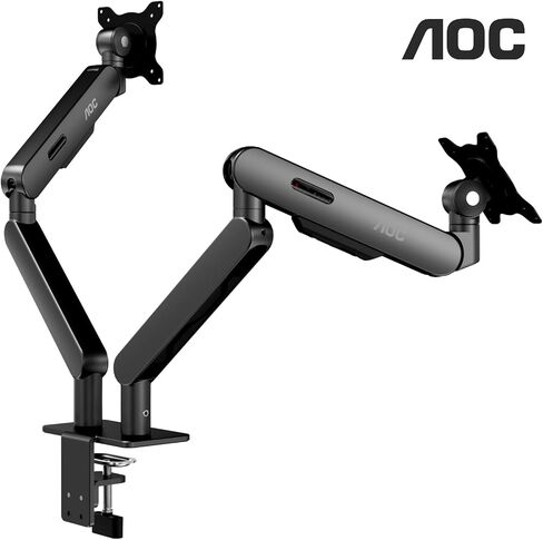 AOC AM420G Dual Monitor Stand - Full Adjustable Monitor Desk Mount Swivel Vesa Bracket with C Clamp, Grommet Mounting Base for 17 to 34 Inch Computer Screens - Each Arm Holds 4.4 to 19.8lbs in Saudi Arabia