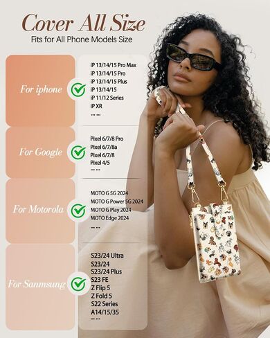 Cell Phone Purse Crossbody for Women - Cute Leather Cellphone Purse Bag with Card Slots & Strap for Girls in Kuwait