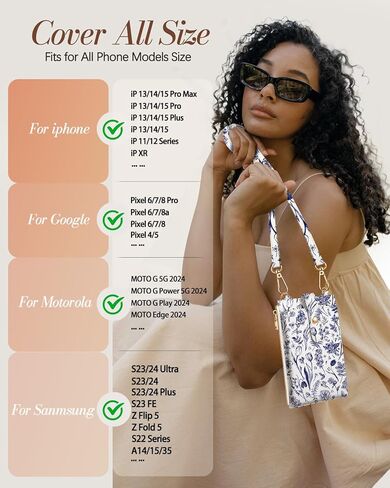 محفظة للهاتف الخلوي للنساء - حقيبة محفظة جلدية لطيفة للهاتف الخلوي مع فتحات للبطاقات وحزام للفتيات in Kuwait