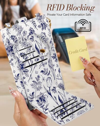 محفظة للهاتف الخلوي للنساء - حقيبة محفظة جلدية لطيفة للهاتف الخلوي مع فتحات للبطاقات وحزام للفتيات in Kuwait