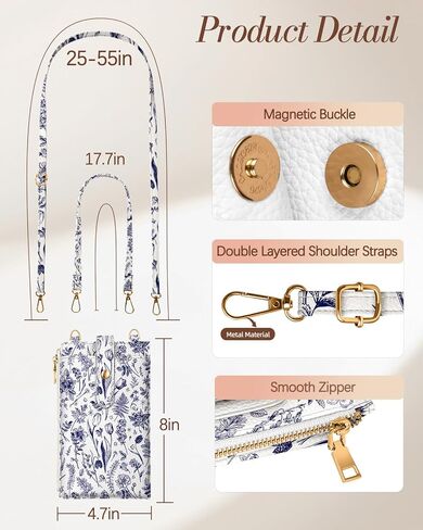 محفظة للهاتف الخلوي للنساء - حقيبة محفظة جلدية لطيفة للهاتف الخلوي مع فتحات للبطاقات وحزام للفتيات in Kuwait