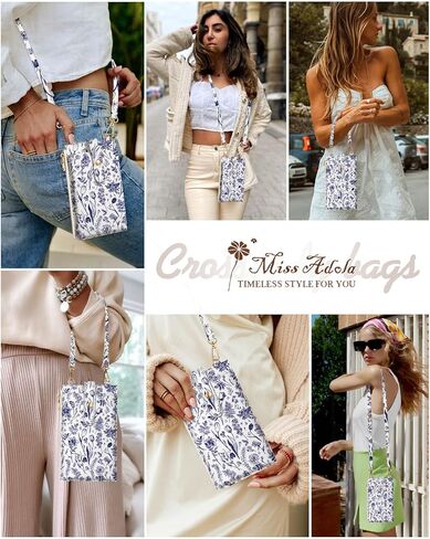 محفظة للهاتف الخلوي للنساء - حقيبة محفظة جلدية لطيفة للهاتف الخلوي مع فتحات للبطاقات وحزام للفتيات in Kuwait