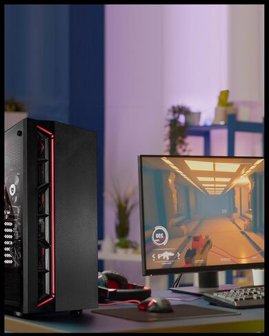 Q3 Essential Gaming، كمبيوتر ألعاب ذو 8 خيوط، AMD Ryzen 5 4X 4.20 جيجا هرتز، رسومات 4K Vega 11 Core، ذاكرة وصول عشوائي 32 جيجابايت، 1 تيرابايت SSD، HDMI، USB 3.2، WiFi، Windows 11 Pro in Kuwait