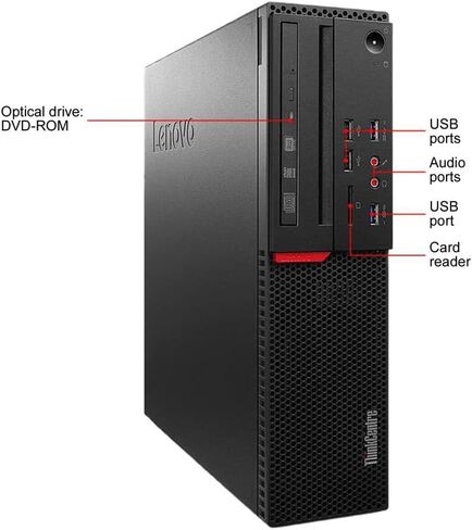 كمبيوتر سطح المكتب Lenovo ThinkCentre M800 SFF مع شاشة FHD مقاس 24 بوصة، Core i3-6100 3.70 جيجا هرتز، 16 جيجا DDR4، 256 جيجا SSD، لوحة مفاتيح RGB ومكبر صوت، WiFi BT Windows 10 Pro (متجدد) in Saudi Arabia
