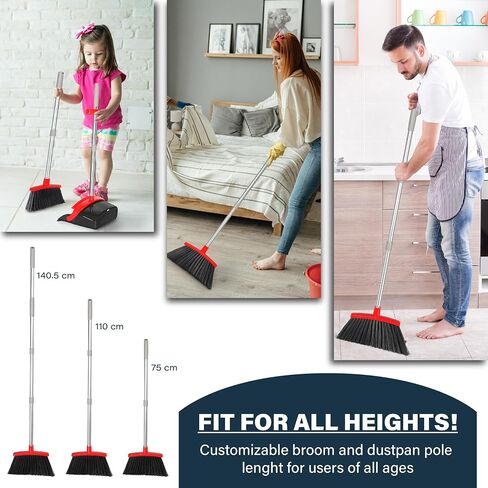 Broom with Dustpan Set, 55" Long Handle Broom and Dustpan Set for Home, Kitchen, Room, Office, Lobby, Indoor Floor Cleaning, Dustpan and Broom Set in Saudi Arabia
