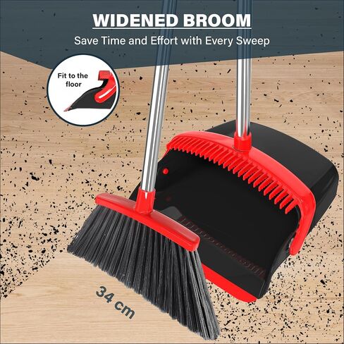 Broom with Dustpan Set, 55" Long Handle Broom and Dustpan Set for Home, Kitchen, Room, Office, Lobby, Indoor Floor Cleaning, Dustpan and Broom Set in Saudi Arabia