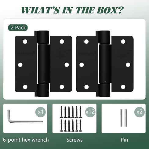 2 Pack Self Closing Door Hinges 3.5 inch Oil Rubbed Bronze Door Hinges Spring Loaded Auto Close Hinges Square Corners Adjustable Tension for Interior Door 3 1/2 Auto Self-Closing Hinge in Saudi Arabia