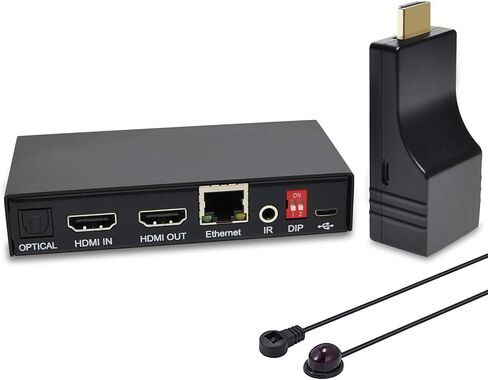 موسع DDMALL 4K HDMI عبر كابل CAT5e/6/7 مع جهاز تحكم عن بعد بالأشعة تحت الحمراء، يصل إلى 230 قدمًا/70 مترًا عند 4K عند 60 هرتز، يدعم Loop Out، HDR، HDCP 2.2/1.4، EDID، HDMI 2.0، SPDIF والصوت التناظري، جهاز الإرسال والاستقبال ( هي-35IR) in Kuwait