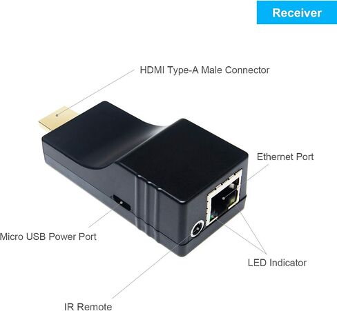 موسع DDMALL 4K HDMI عبر كابل CAT5e/6/7 مع جهاز تحكم عن بعد بالأشعة تحت الحمراء، يصل إلى 230 قدمًا/70 مترًا عند 4K عند 60 هرتز، يدعم Loop Out، HDR، HDCP 2.2/1.4، EDID، HDMI 2.0، SPDIF والصوت التناظري، جهاز الإرسال والاستقبال ( هي-35IR) in Kuwait