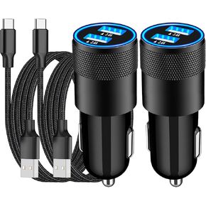 [Apple MFi Certified] iPhone Fast Car Charger, Braveridge 2Pack 4.8A Dual USB Car Power Cigarette Lighter USB Car Carplay Charger with Lightning Braided Cable for iPhone 14 13 12 11 Pro XS XR X 8 iPad