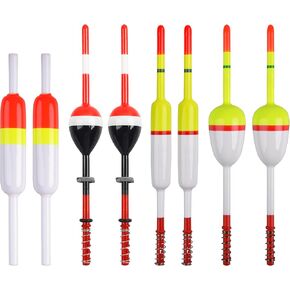OROOTL Fishing Bobbers Floats Kit, 8pcs Wood Slip Bobbers Spring Fishing Floats and Bobbers Weighted Bobbers for Fishing Crappie Catfish Trout Panfish Walleye