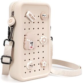 Cute Small Crossbody Bag with Charms, Silicone Cell Phone Purse for Girls, Women Phone Bag with Adjustable Strap