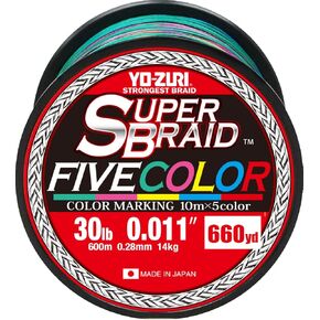 Yo-Zuri Superbraid 660 yd Floating Braid, 5-Color, 30 lb