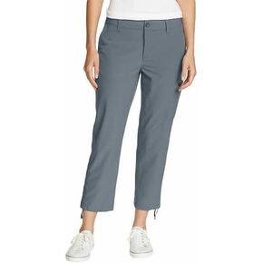 Eddie Bauer Capri Pants for Women with Side Zipprer Cargo Pocket - Women's Hiking Pants with Belt Loop - Ripstop Capri (Gray, 16)