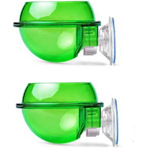 2 Pack Sucker Reptile Feeder, Reptile Ledge Feeder Sucker Worm Tray Gecko Feeder Chameleon Bowl for Lizard Bearded Dragon Reptile,Green